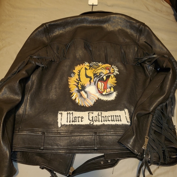 Men's Gucci Biker Leather Jacket size 48(medium) - Picture 1 of 5